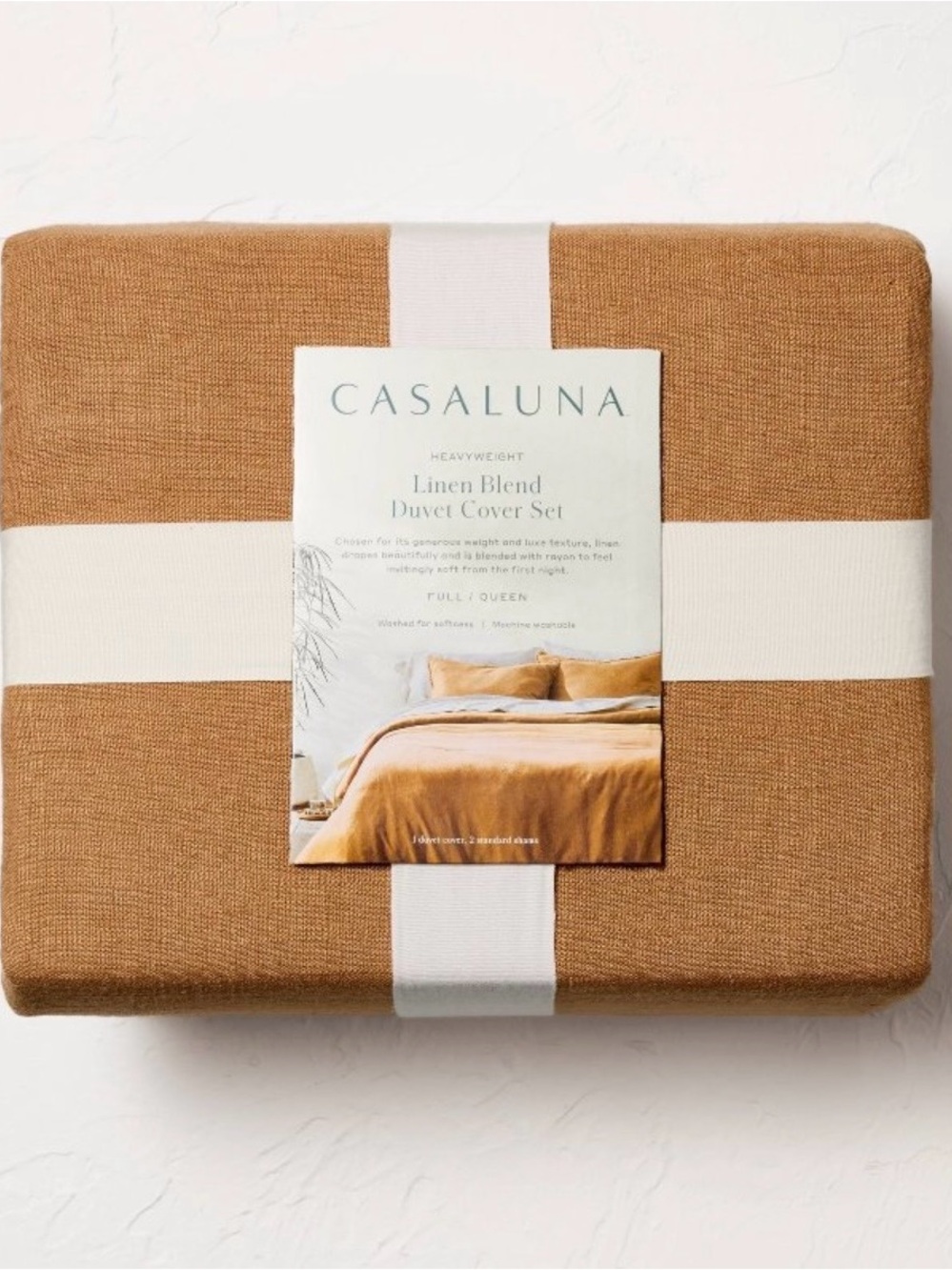 Casaluna Linen King Size- Blend Duvet Cover Set - Camel Brown